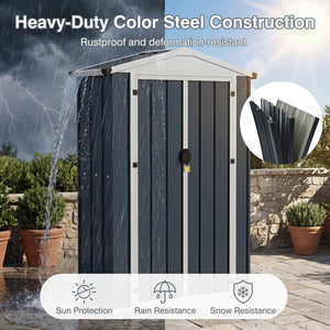 4 x 2 x 6 FT Outdoor Storage Shed with Sloping Roof and Lockable Door-Gray view 7
