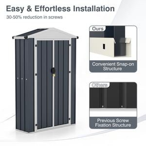 4 x 2 x 6 FT Outdoor Storage Shed with Sloping Roof and Lockable Door-Gray view 9