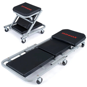 40 inches 2-in-1 Mechanic Creeper & Z-Seat with 6 Swivel CastersBlack