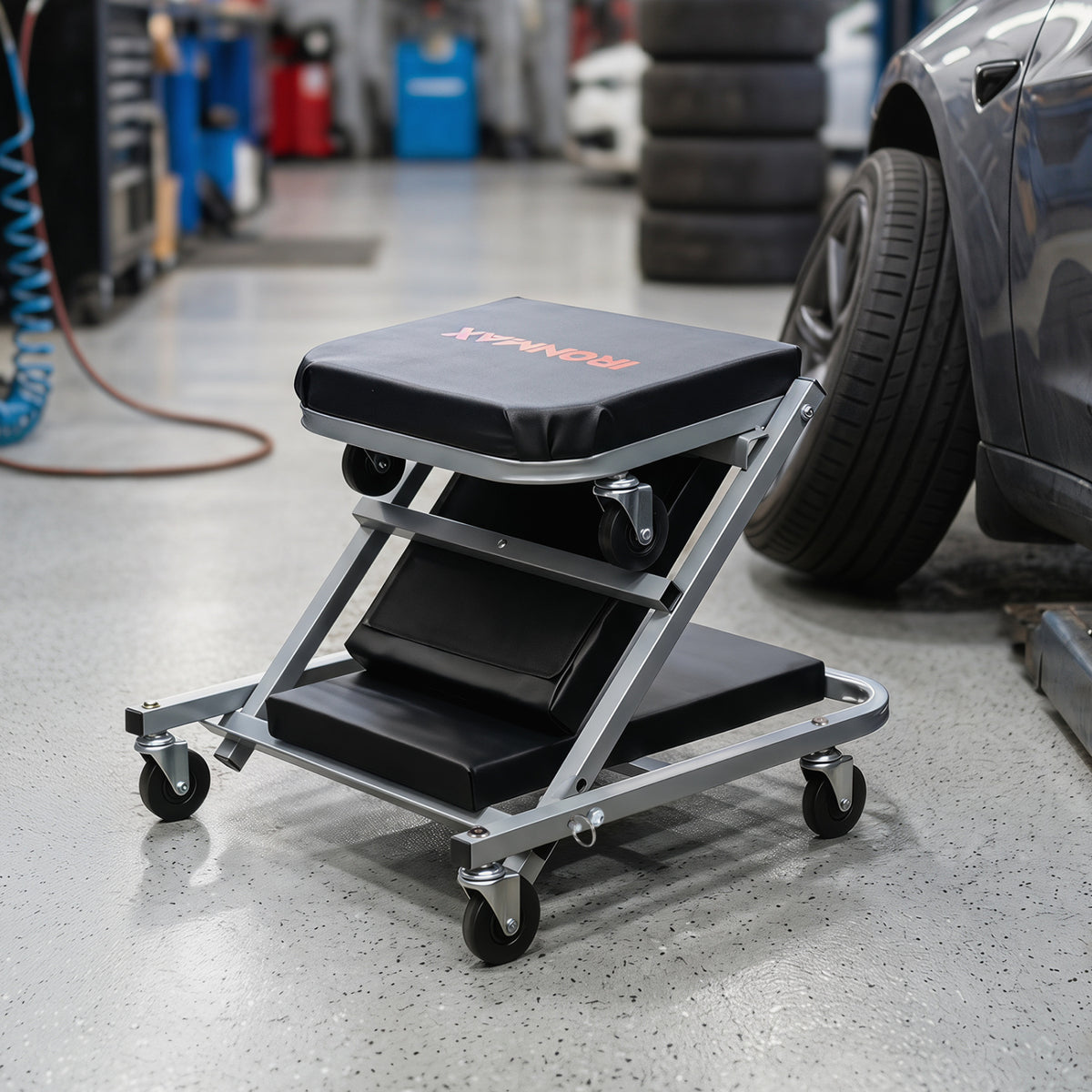 40 inches 2-in-1 Mechanic Creeper & Z-Seat with 6 Swivel CastersBlack view 3