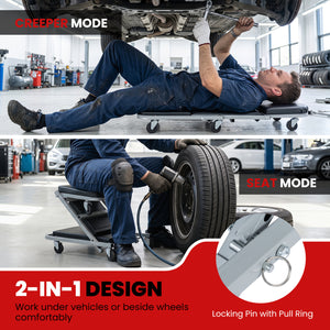 40 inches 2-in-1 Mechanic Creeper & Z-Seat with 6 Swivel CastersBlack view 6