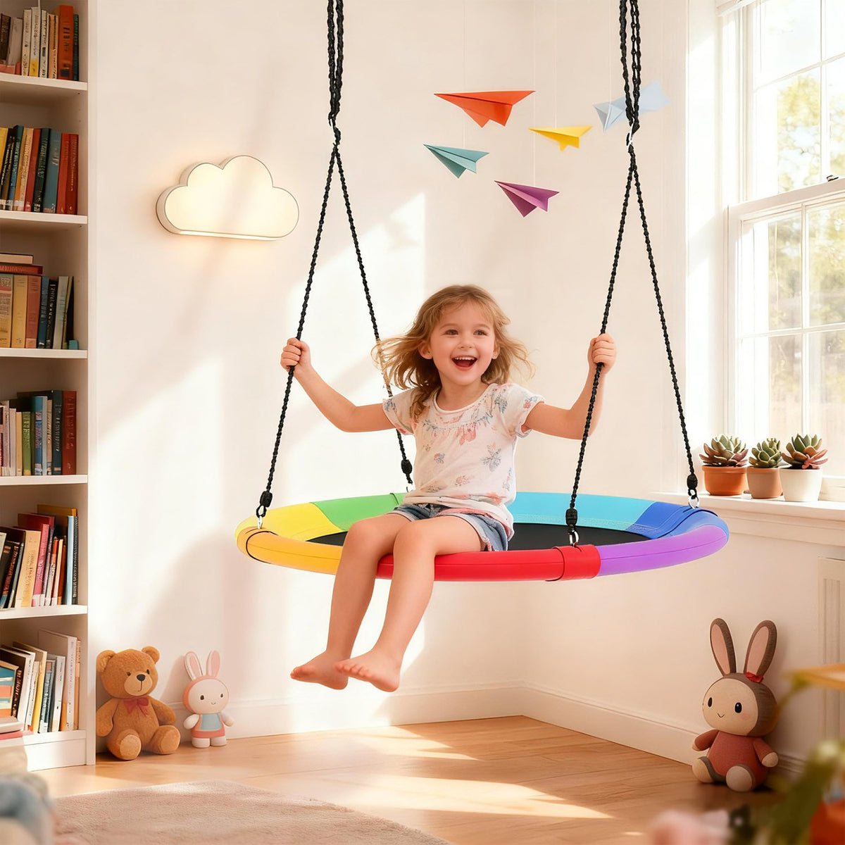 40 Inch Flying Saucer Tree Swing Outdoor Play for Kids view 3