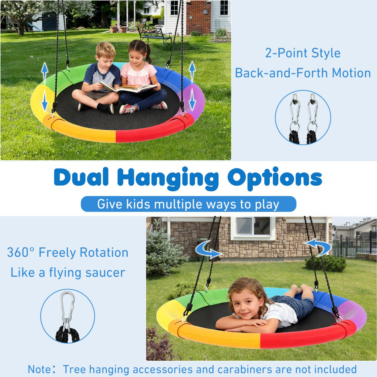 40 Inch Flying Saucer Tree Swing Outdoor Play for Kids view 8