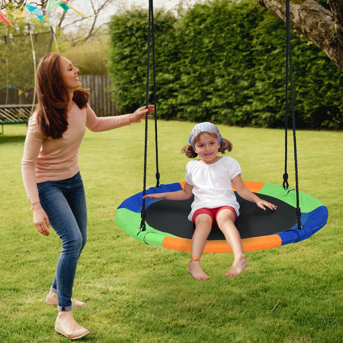 40-Inch Flying Saucer Tree Swing Outdoor Play Set with Easy Installation Process for Kids view 2