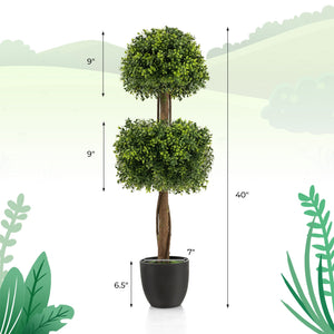 40 Inch Artificial Boxwood Topiary Ball Tree for Front Porch Patio Home-Green view 4