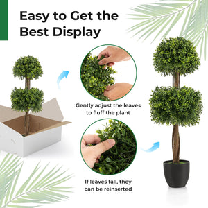 40 Inch Artificial Boxwood Topiary Ball Tree for Front Porch Patio Home-Green view 7