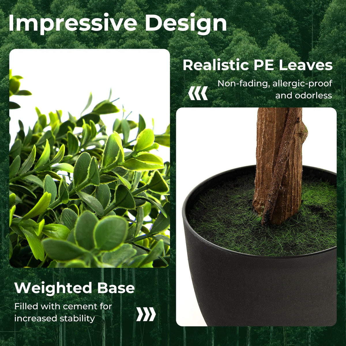 40 Inch Artificial Boxwood Topiary Ball Tree for Front Porch Patio Home-Green view 8