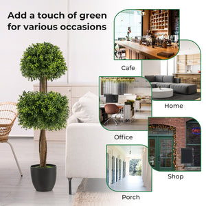40 Inch Artificial Boxwood Topiary Ball Tree for Front Porch Patio Home-Green view 9