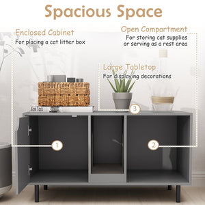 40 Inch Cat Litter Box Enclosure for 2 Cats Hidden Cat Washroom-Gray view 6