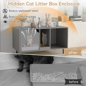 40 Inch Cat Litter Box Enclosure for 2 Cats Hidden Cat Washroom-Gray view 7