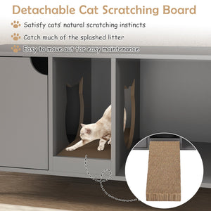 40 Inch Cat Litter Box Enclosure for 2 Cats Hidden Cat Washroom-Gray view 8