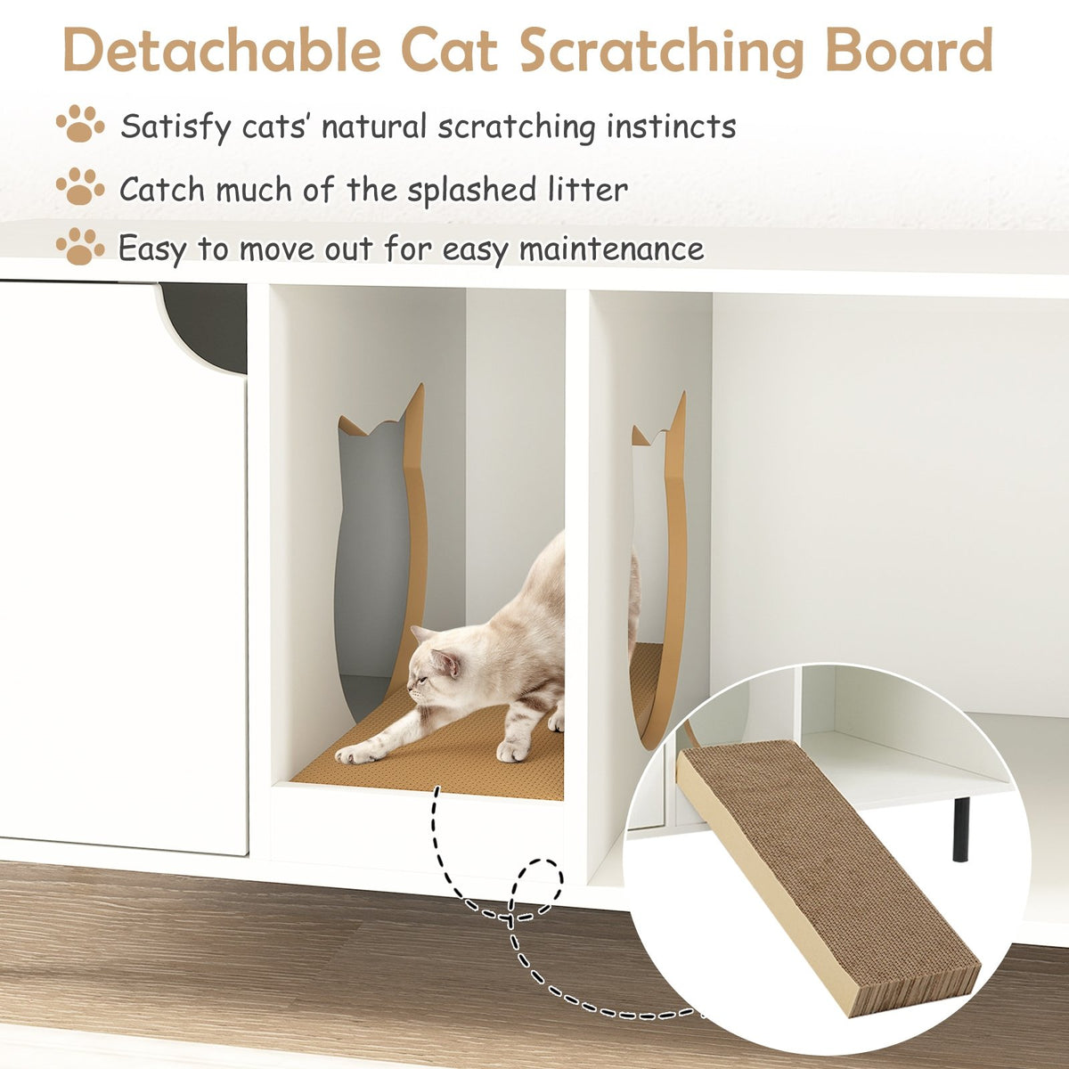 40 Inch Cat Litter Box Enclosure for 2 Cats Hidden Cat Washroom-White view 8