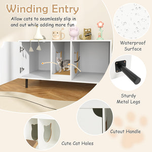 40 Inch Cat Litter Box Enclosure for 2 Cats Hidden Cat Washroom-White view 9
