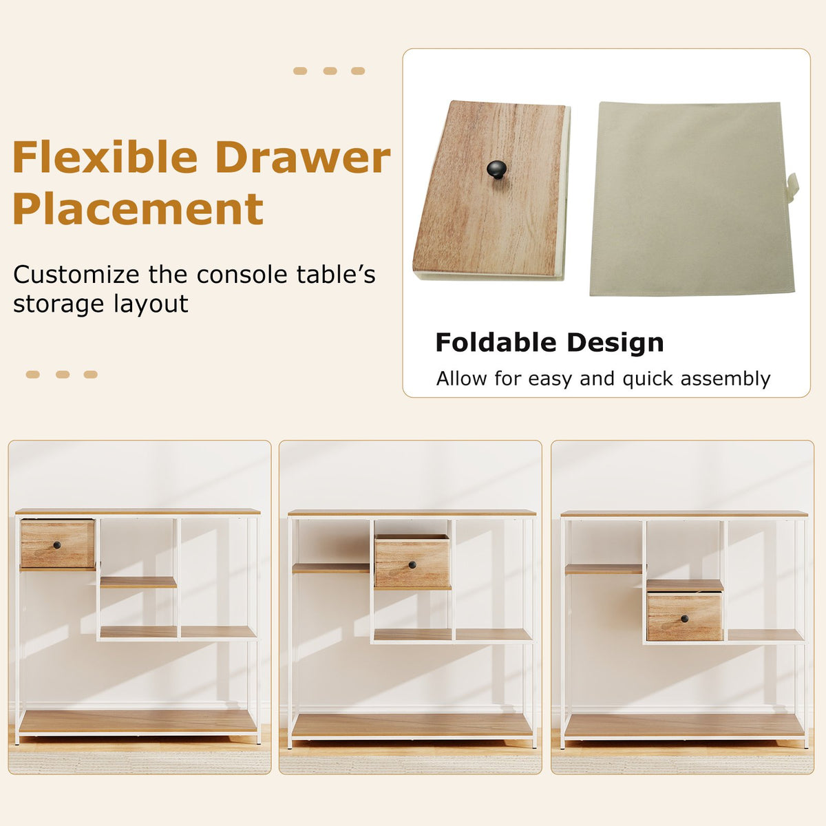 40 Inch Console Table Behind Sofa Couch with Storage-Natural view 9