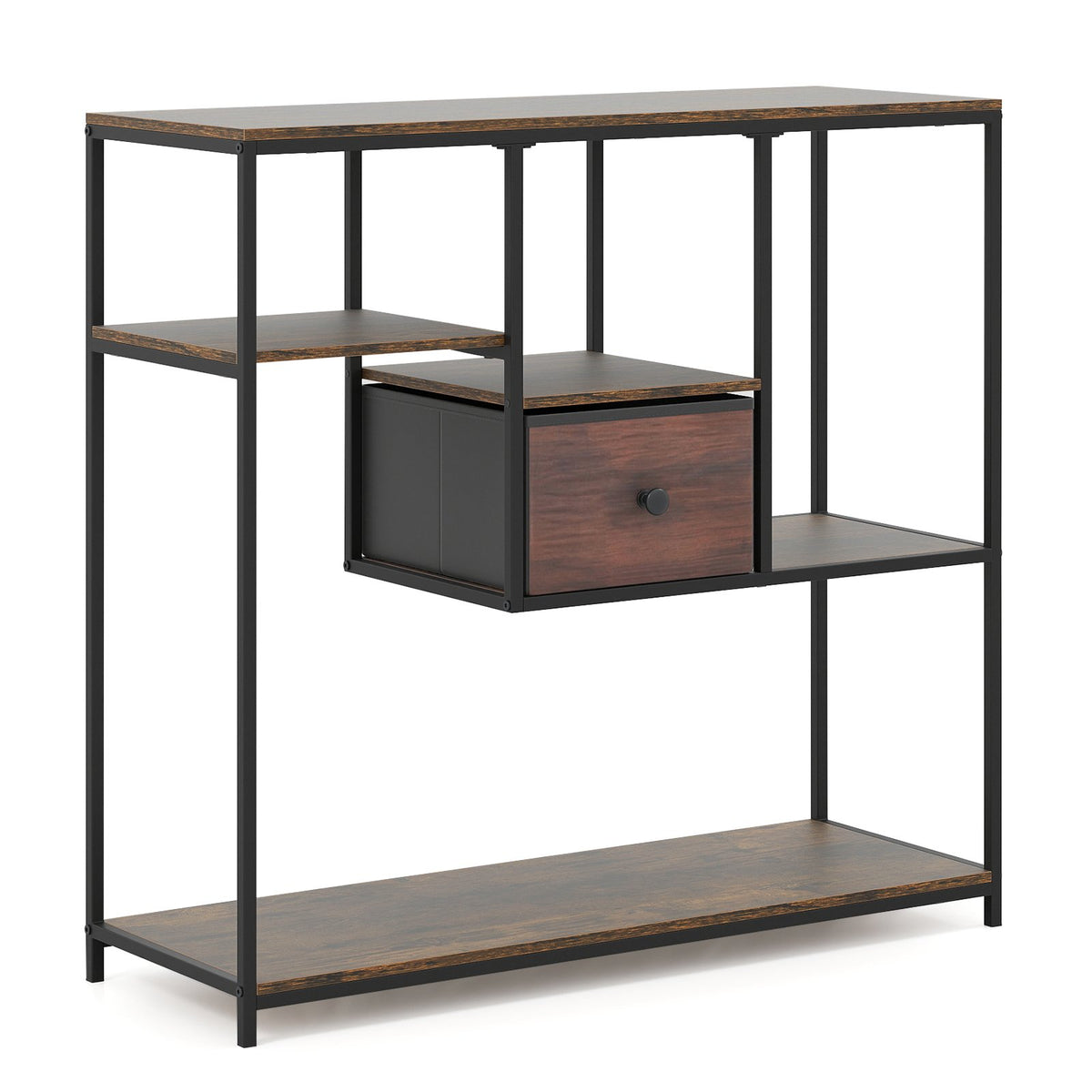 40 Inch Console Table Behind Sofa Couch with Storage-Rustic Brown
