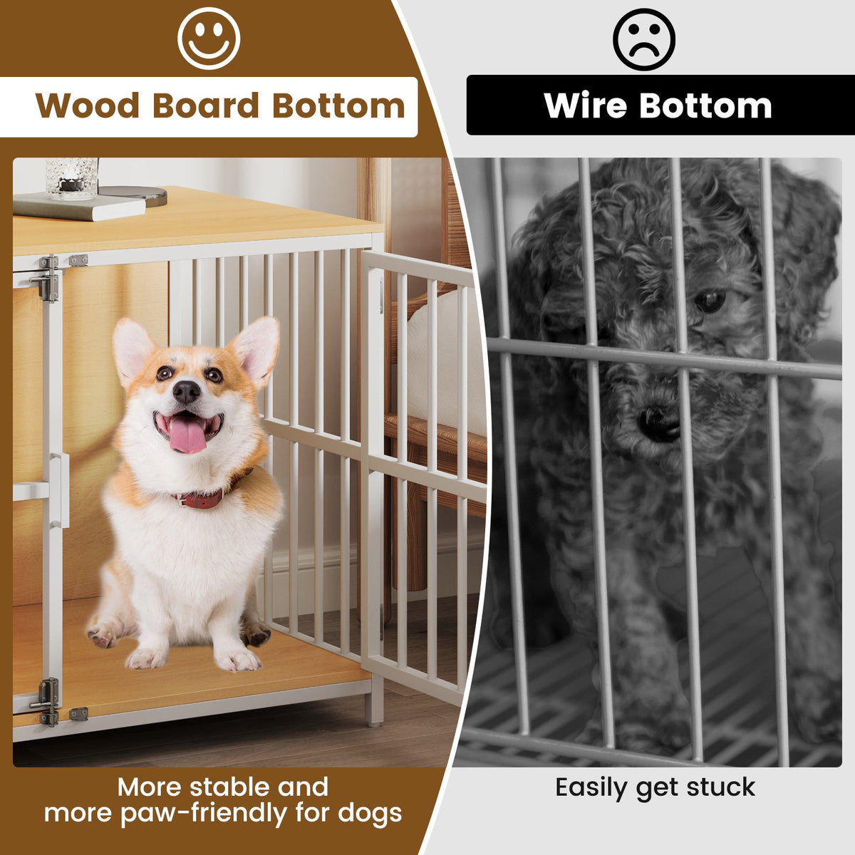 40 Inch Dog Crate Furniture Dog Kennel with Dual Lockable Double Doors-Natural view 8