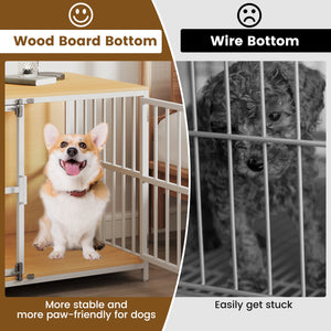 40 Inch Dog Crate Furniture Dog Kennel with Dual Lockable Double Doors-Natural view 8