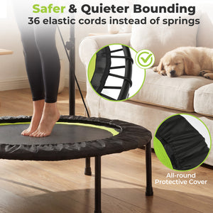 40 Inch Fitness Trampoline for Adults with 2 Resistance Bands-Green view 5