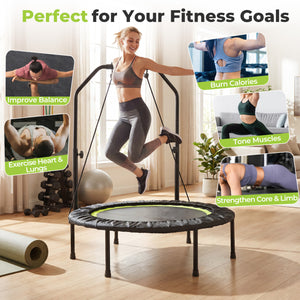 40 Inch Fitness Trampoline for Adults with 2 Resistance Bands-Green view 6