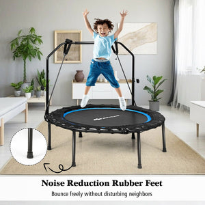 40 Inch Foldable Fitness Rebounder with Resistance Bands Adjustable Home-Blue view 2