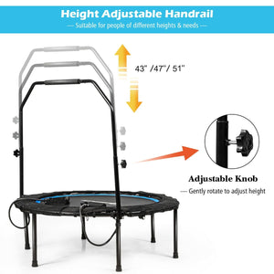 40 Inch Foldable Fitness Rebounder with Resistance Bands Adjustable Home-Blue view 5