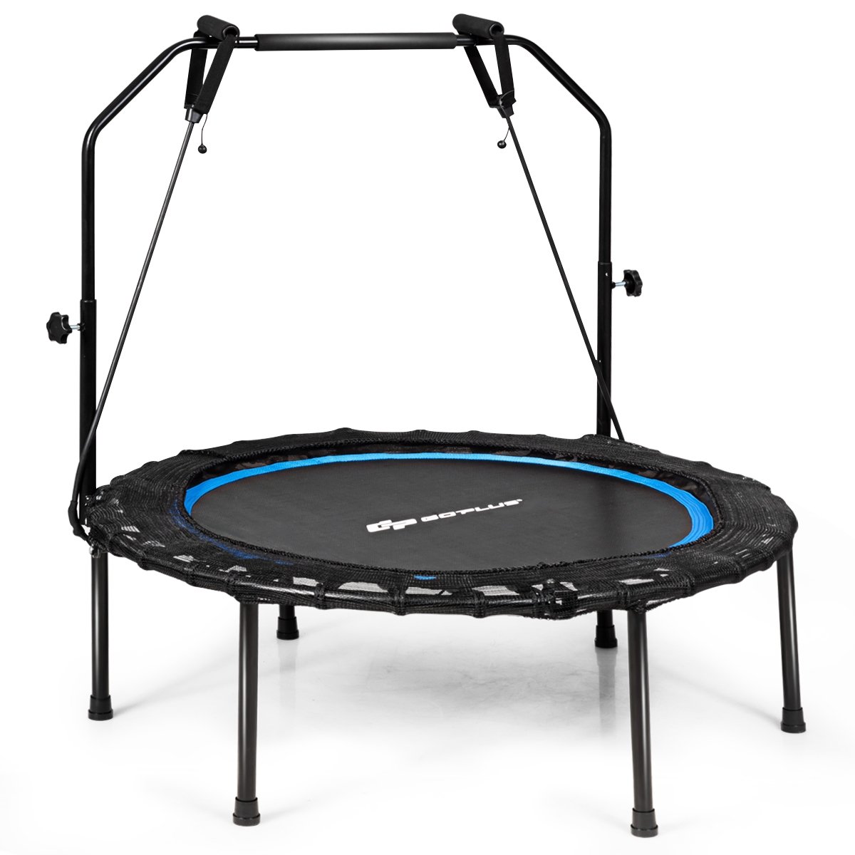 40 Inch Foldable Fitness Rebounder with Resistance Bands Adjustable Home-Blue view 6