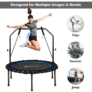 40 Inch Foldable Fitness Rebounder with Resistance Bands Adjustable Home-Blue view 7