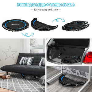 40 Inch Foldable Fitness Rebounder with Resistance Bands Adjustable Home-Blue view 8