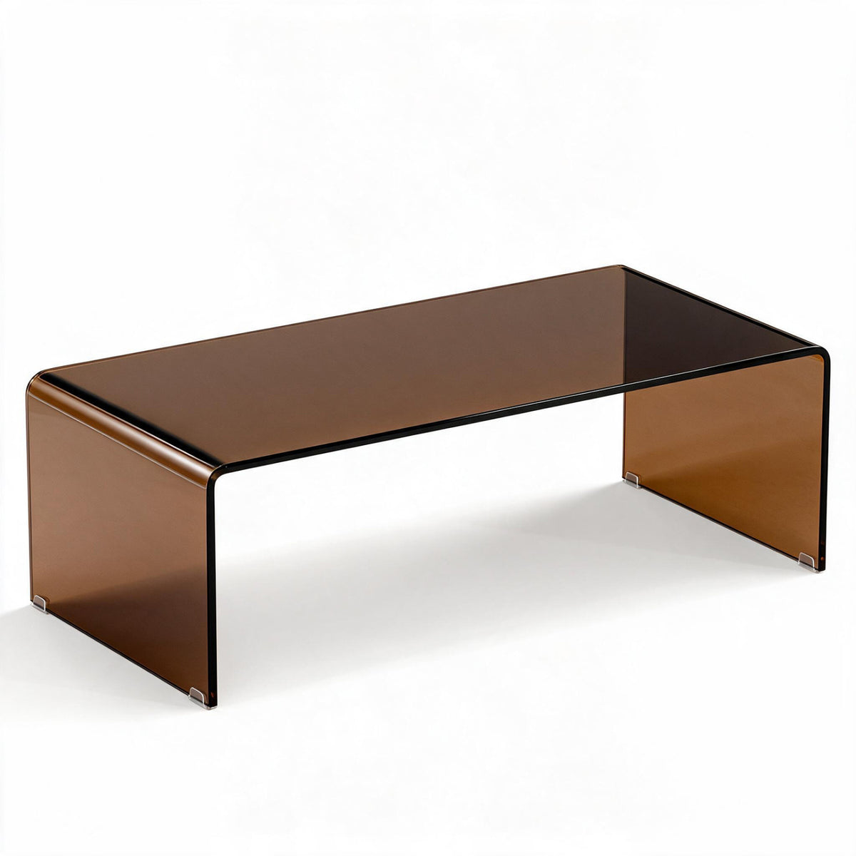 40 Inch Glass Coffee Table with Tempered Glass Top and Round Edges for Home-Dark Brown