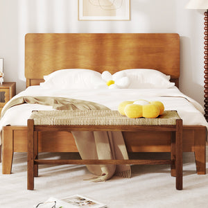 40 Inch Long Wood Bench with Solid Rubber Wood Frame-Walnut view 3