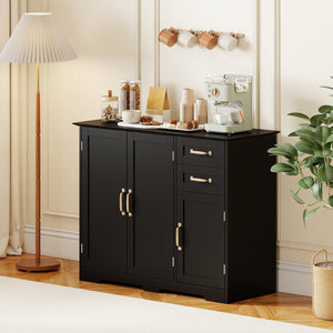 40 Inch Modern Kitchen Sideboard Buffet Cabinet with 2 Drawers and Adjustable Shelf-Black view 6