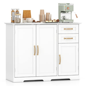 40 Inch Modern Kitchen Sideboard Buffet Cabinet with 2 Drawers and Adjustable Shelf-White view 4