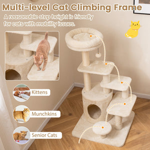 40 Inch Multi-level Cat Tower with Condo and Dangling Jingle Ball-Beige view 7
