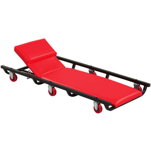 40 Inch Rolling Creeper Padded Mechanic Cart with Adjustable Backrest and Headrest-Red view 4