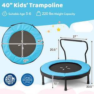 40 Inch Trampoline for Kids Indoor Outdoor Fitness Trampoline-Blue view 4