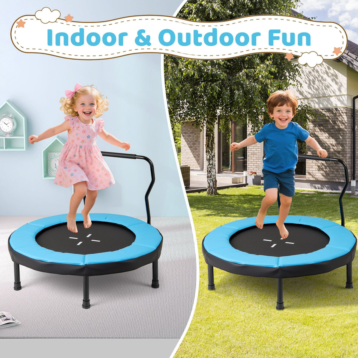 40 Inch Trampoline for Kids Indoor Outdoor Fitness Trampoline-Blue view 5