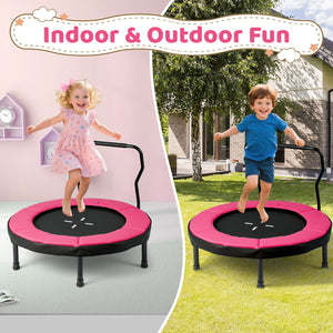 40 Inch Trampoline for Kids Indoor Outdoor Fitness Trampoline-Pink view 5