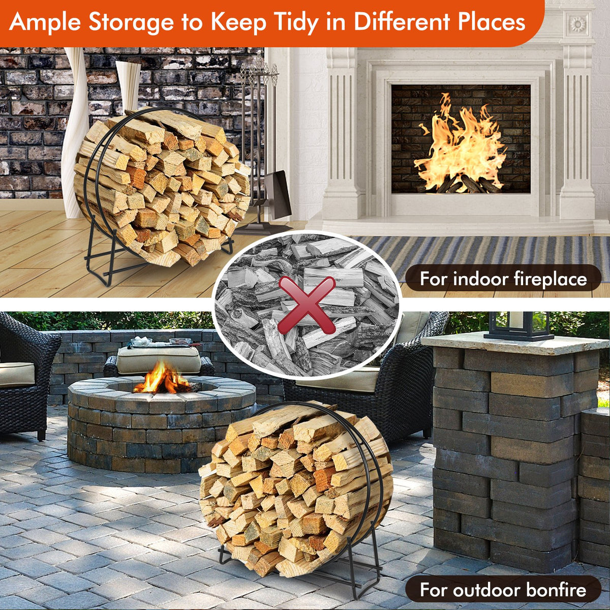 40-inch Tubular Steel Firewood Storage Rack view 7
