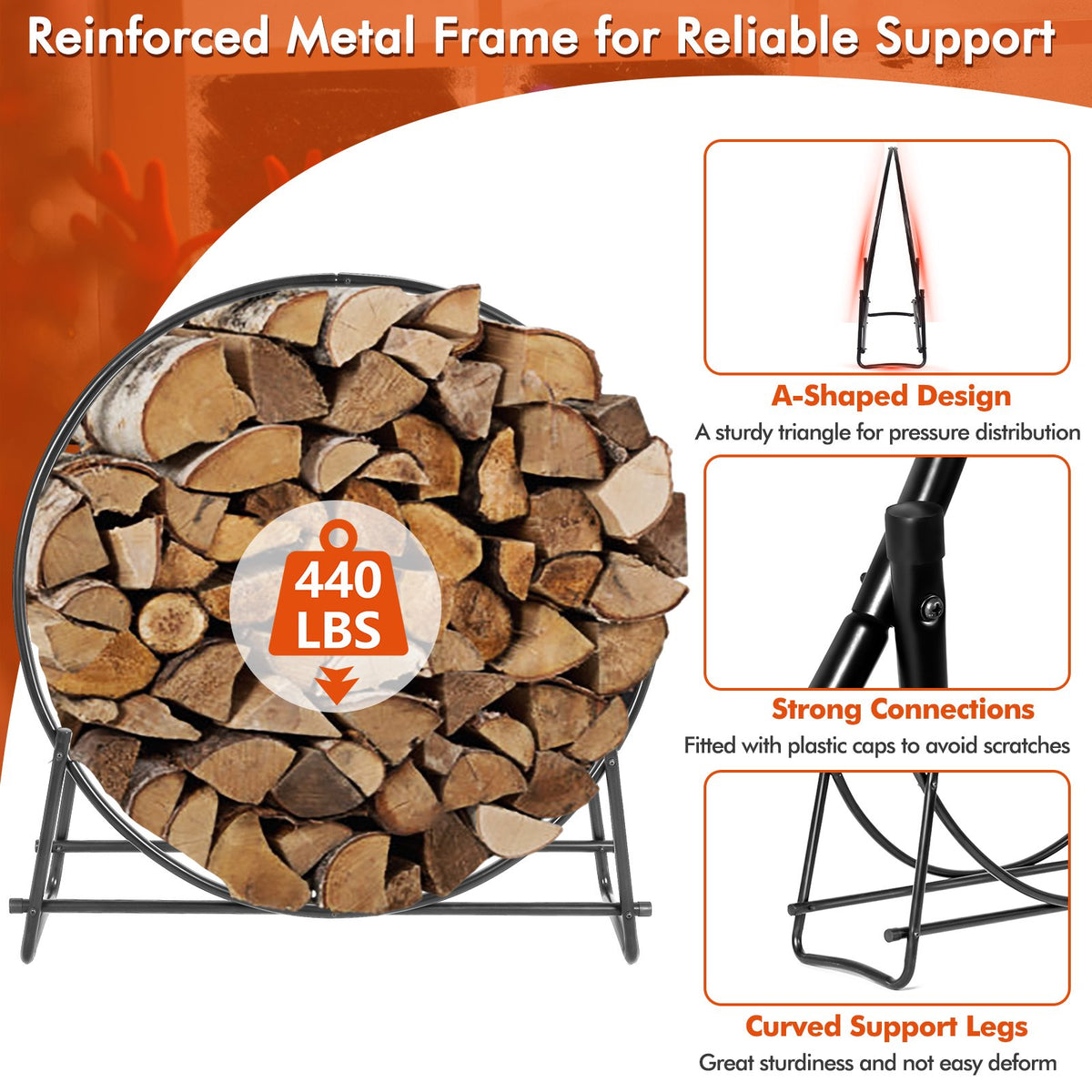 40-inch Tubular Steel Firewood Storage Rack view 8