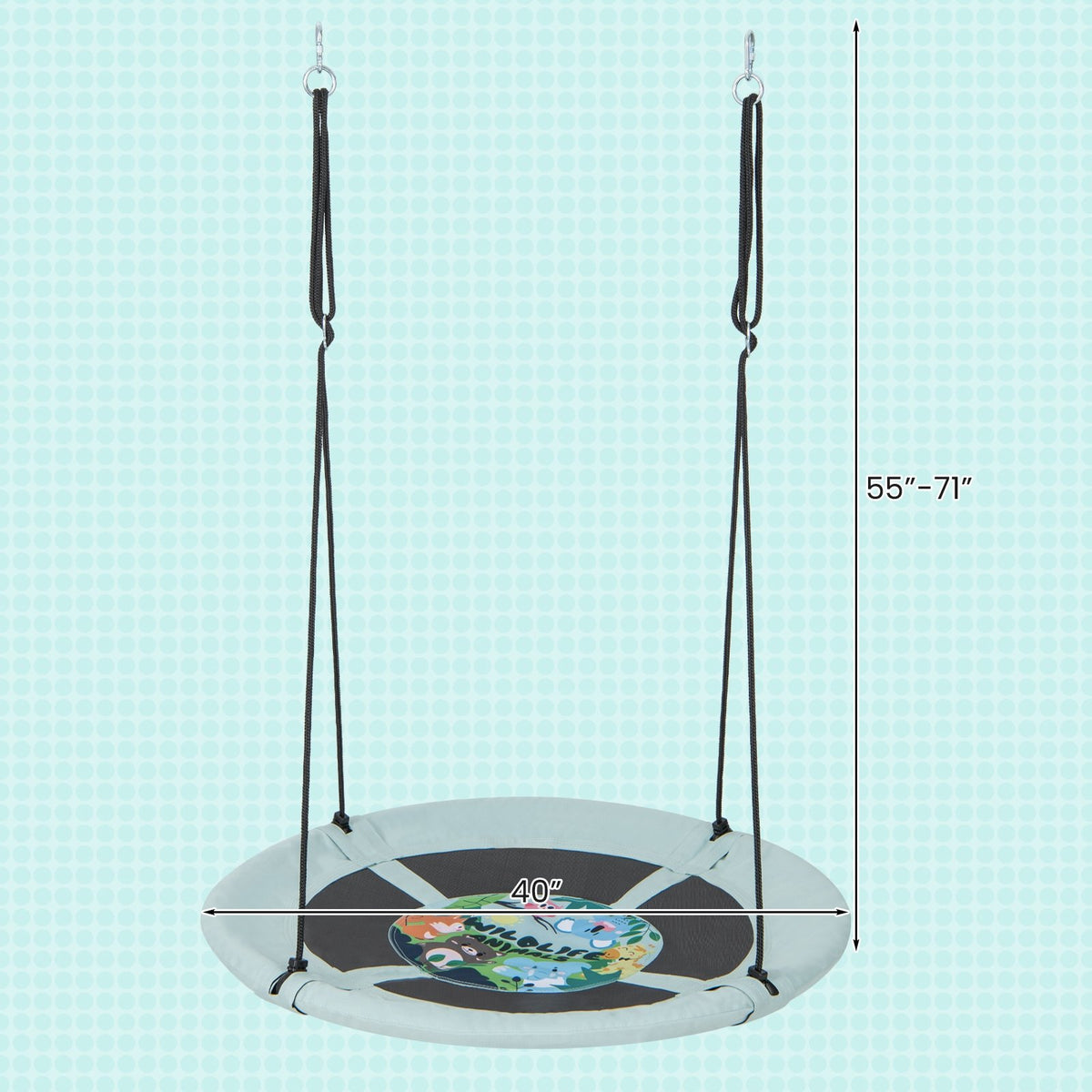 40 Inches Saucer Tree Swing with Adjustable Hanging Ropes and 900D Oxford Fabric-Forest view 5