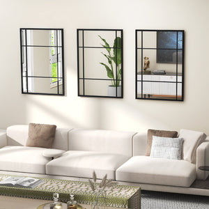 40 x 28 Inch Wall Mounted Mirror Metal Framed Hanging Mirror for Living Room Bedroom-Black view 7