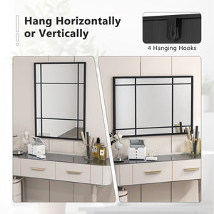 40 x 28 Inch Wall Mounted Mirror Metal Framed Hanging Mirror for Living Room Bedroom-Black view 8