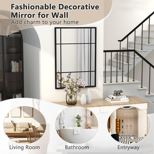 40 x 28 Inch Wall Mounted Mirror Metal Framed Hanging Mirror for Living Room Bedroom-Black view 9