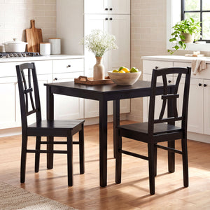 400 lbs Capacity Dining Chair Set of 2 with Cross Backrest and Rubber Wood Frame-Black view 2