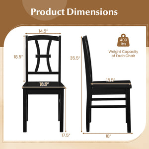 400 lbs Capacity Dining Chair Set of 2 with Cross Backrest and Rubber Wood Frame-Black view 4