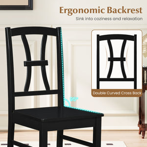 400 lbs Capacity Dining Chair Set of 2 with Cross Backrest and Rubber Wood Frame-Black view 7