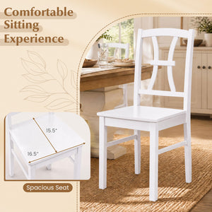 400 lbs Capacity Dining Chair Set of 2 with Cross Backrest and Rubber Wood Frame-White view 6