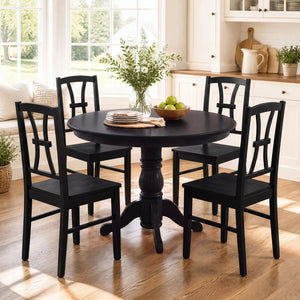 400 lbs Capacity Dining Chair Set of 4 with Cross Backrest and Rubber Wood Frame-Black view 2