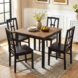 400 lbs Capacity Dining Chair Set of 4 with Cross Backrest and Rubber Wood Frame-Black view 3