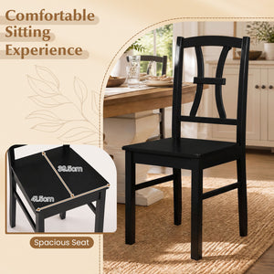 400 lbs Capacity Dining Chair Set of 4 with Cross Backrest and Rubber Wood Frame-Black view 8